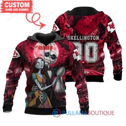 Kansas City Chiefs Jack Skellington and Sally with Super Bowl Trophy Moonlit Stadium Custom Hoodie