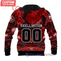 San Francisco 49ers Jack Skellington and Sally with Super Bowl Trophy Moonlit Stadium Custom Hoodie