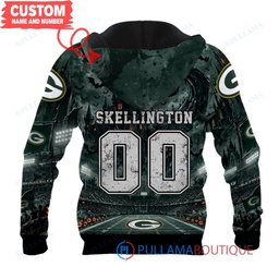 Green Bay Packers Jack Skellington and Sally with Super Bowl Trophy Moonlit Stadium Custom Hoodie