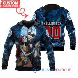 Tennessee Titans Jack Skellington and Sally with Super Bowl Trophy Moonlit Stadium Custom Hoodie