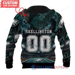 Philadelphia Eagles Jack Skellington and Sally with Super Bowl Trophy Moonlit Stadium Custom Hoodie
