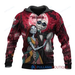 Tampa Bay Buccaneers Jack Skellington and Sally with Super Bowl Trophy Moonlit Stadium Custom Hoodie