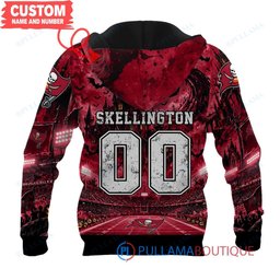 Tampa Bay Buccaneers Jack Skellington and Sally with Super Bowl Trophy Moonlit Stadium Custom Hoodie