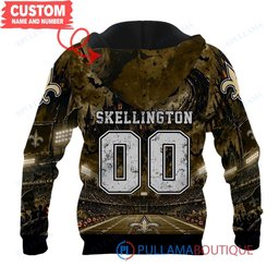 New Orleans Saints Jack Skellington and Sally with Super Bowl Trophy Moonlit Stadium Custom Hoodie