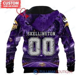 Minnesota Vikings Jack Skellington and Sally with Super Bowl Trophy Moonlit Stadium Custom Hoodie