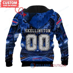Buffalo Bills Jack Skellington and Sally with Super Bowl Trophy Moonlit Stadium Custom Hoodie
