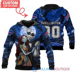 Buffalo Bills Jack Skellington and Sally with Super Bowl Trophy Moonlit Stadium Custom Hoodie