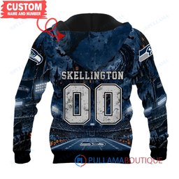 Seattle Seahawks Jack Skellington and Sally with Super Bowl Trophy Moonlit Stadium Custom Hoodie