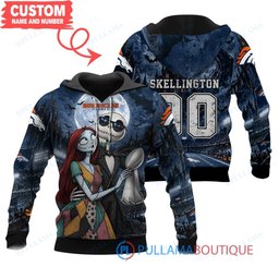 Denver Broncos Jack Skellington and Sally with Super Bowl Trophy Moonlit Stadium Custom Hoodie