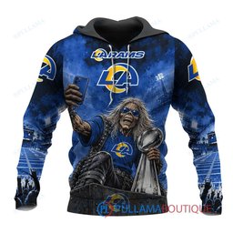 Los Angeles Rams Iron Maiden with Super Bowl Trophy Stadium Poster Custom Hoodie