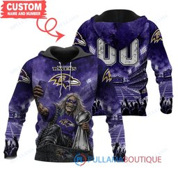 Baltimore Ravens Iron Maiden with Super Bowl Trophy Stadium Poster Custom Hoodie