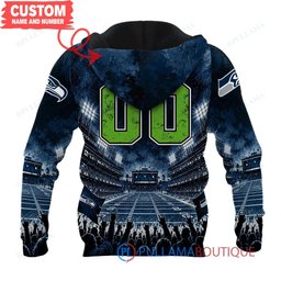 Seattle Seahawks Iron Maiden with Super Bowl Trophy Stadium Poster Custom Hoodie