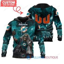 Miami Dolphins Iron Maiden with Super Bowl Trophy Stadium Poster Custom Hoodie