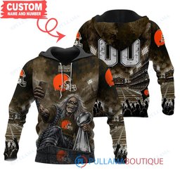 Cleveland Browns Iron Maiden with Super Bowl Trophy Stadium Poster Custom Hoodie