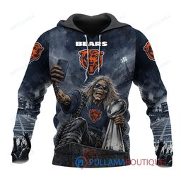 Chicago Bears Iron Maiden with Super Bowl Trophy Stadium Poster Custom Hoodie