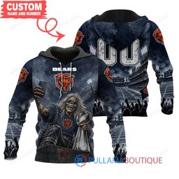 Chicago Bears Iron Maiden with Super Bowl Trophy Stadium Poster Custom Hoodie