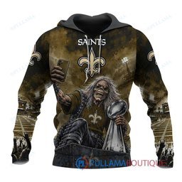 New Orleans Saints Iron Maiden with Super Bowl Trophy Stadium Poster Custom Hoodie