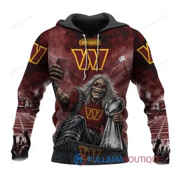 Washington Commanders Iron Maiden with Super Bowl Trophy Stadium Poster Custom Hoodie