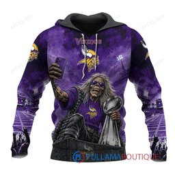 Minnesota Vikings Iron Maiden with Super Bowl Trophy Stadium Poster Custom Hoodie