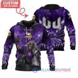Minnesota Vikings Iron Maiden with Super Bowl Trophy Stadium Poster Custom Hoodie