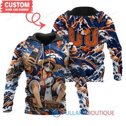 Denver Broncos Luffy One Piece with Super Bowl Trophy Custom Hoodie