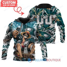 Philadelphia Eagles Luffy One Piece with Super Bowl Trophy Custom Hoodie