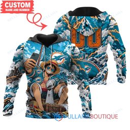 Miami Dolphins Luffy One Piece with Super Bowl Trophy Custom Hoodie