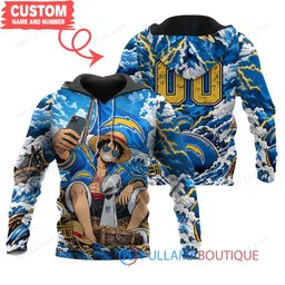 Los Angeles Chargers Luffy One Piece with Super Bowl Trophy Custom Hoodie