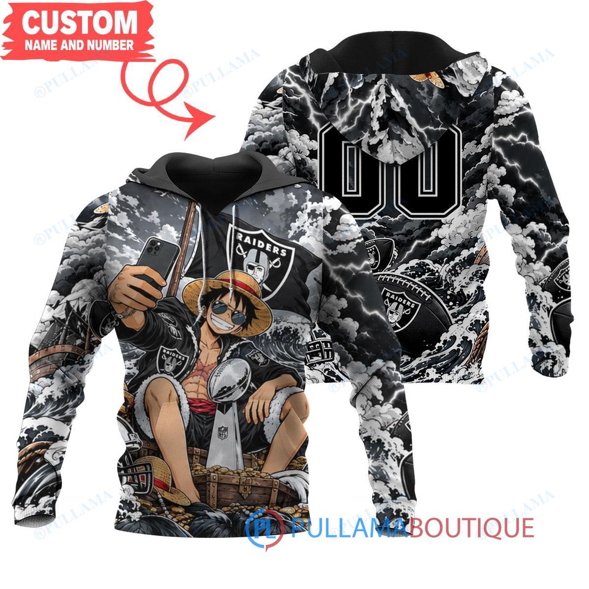 Las Vegas Raiders Luffy One Piece with Super Bowl Trophy Custom Hoodie