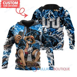 Carolina Panthers Luffy One Piece with Super Bowl Trophy Custom Hoodie