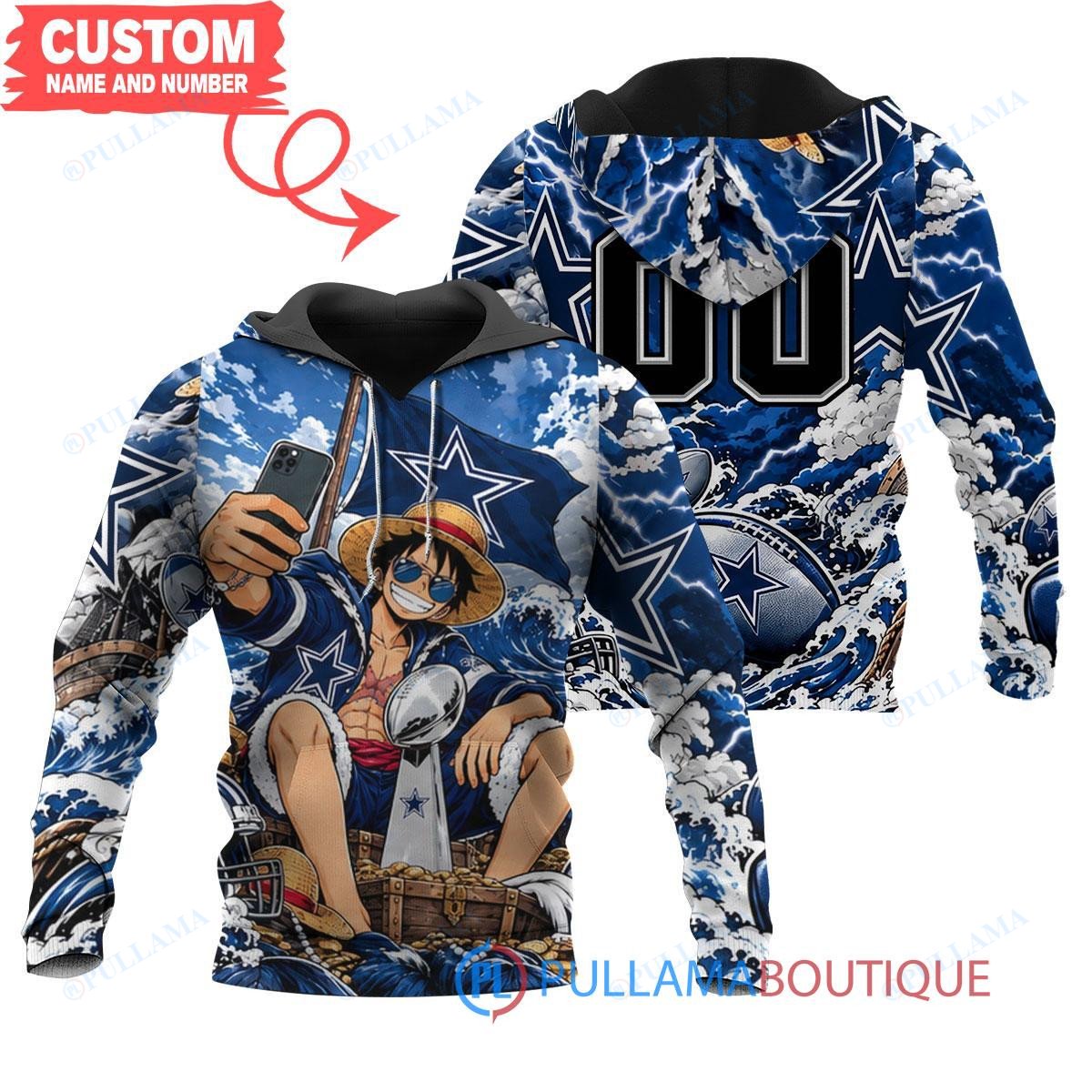 Dallas Cowboys Luffy One Piece with Super Bowl Trophy Custom Hoodie