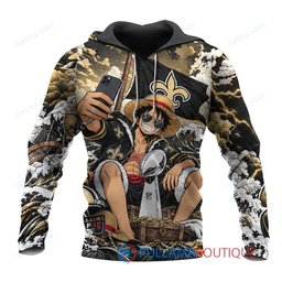 New Orleans Saints Luffy One Piece with Super Bowl Trophy Custom Hoodie