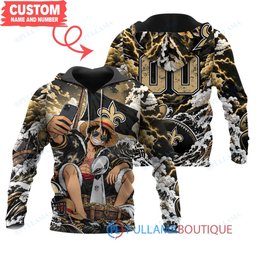 New Orleans Saints Luffy One Piece with Super Bowl Trophy Custom Hoodie