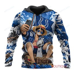 Indianapolis Colts Luffy One Piece with Super Bowl Trophy Custom Hoodie