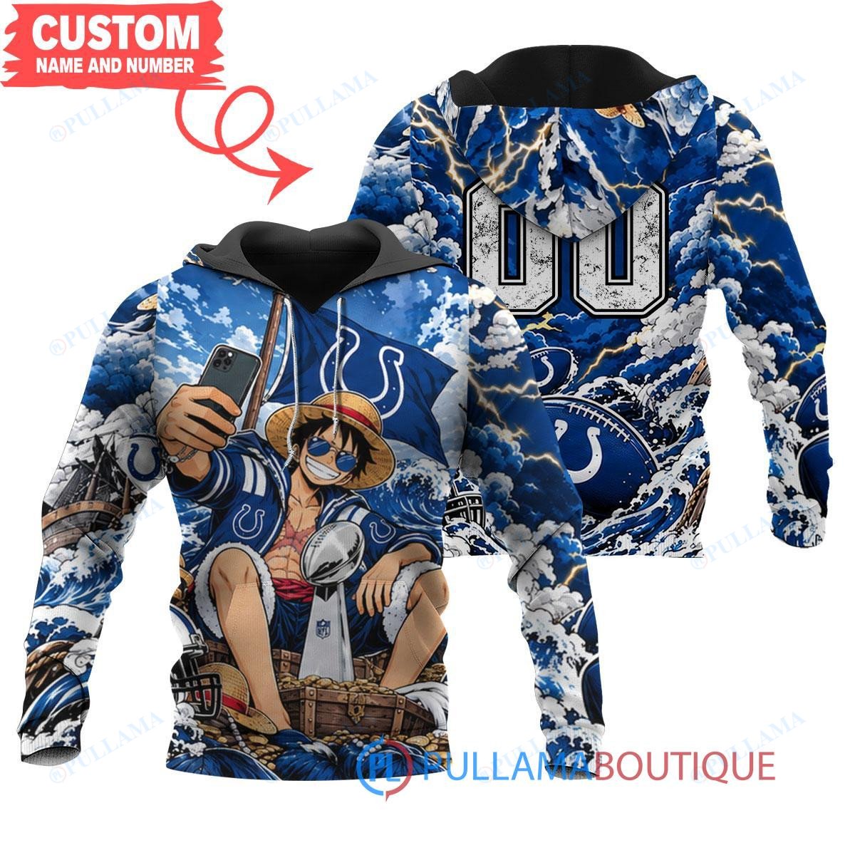 Indianapolis Colts Luffy One Piece with Super Bowl Trophy Custom Hoodie
