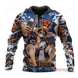 Chicago Bears Luffy One Piece with Super Bowl Trophy Custom Hoodie