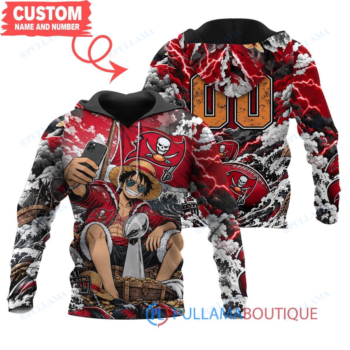 Tampa Bay Buccaneers Luffy One Piece with Super Bowl Trophy Custom Hoodie