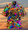 Peace Love Guitar Hippie Aloha Hawaiian Shirt Colorful Short Sleeve Summer Beach Casual Shirt For Men And Women