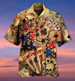 Gabling Poker Fire Skull Vintage Aloha Hawaiian Shirt Colorful Short Sleeve Summer Beach Casual Shirt For Men And Women