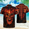Fire Burning Skull Aloha Hawaiian Shirt Colorful Short Sleeve Summer Beach Casual Shirt For Men And Women