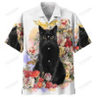 Black Cat Flower Aloha Hawaiian Shirt Colorful Short Sleeve Summer Beach Casual Shirt For Men And Women