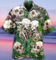 Skull Couple Kiss Aloha Hawaiian Shirt Colorful Short Sleeve Summer Beach Casual Shirt For Men And Women