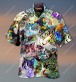 Amazing Stained Glass Cat Aloha Hawaiian Shirt Colorful Short Sleeve Summer Beach Casual Shirt For Men And Women