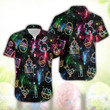 Happ Easter Day Neon Light Bunny Aloha Hawaiian Shirt Colorful Short Sleeve Summer Beach Casual Shirt For Men And Women