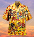 Happy T-Rexgiving Aloha Hawaiian Shirt Colorful Short Sleeve Summer Beach Casual Shirt For Men And Women