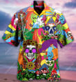 Happy Hippie Skull Aloha Hawaiian Shirt Colorful Short Sleeve Summer Beach Casual Shirt For Men And Women