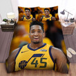 Utah Jazz Donovan Mitchell Smiling Photo Bed Sheet Spread Comforter Duvet Cover Bedding Sets