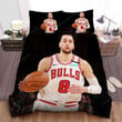 Zach Lavine In Chicago Bulls White Uniform Bed Sheet Spread Comforter Duvet Cover Bedding Sets