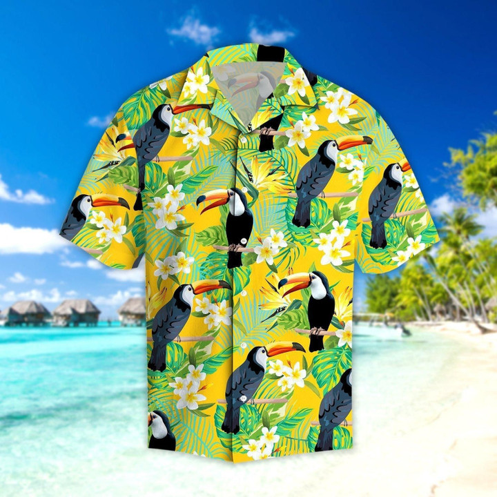Parrots Hibiscus Tropical Aloha Hawaiian Shirt Colorful Short Sleeve Summer Beach Casual Shirt For Men And Women