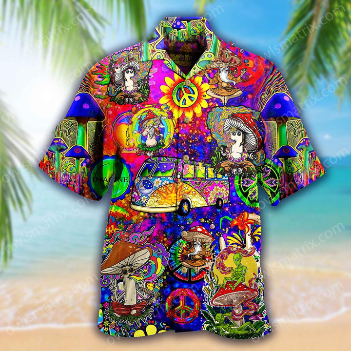 Hippie Peace Life Color Aloha Hawaiian Shirt Colorful Short Sleeve Summer Beach Casual Shirt For Men And Women